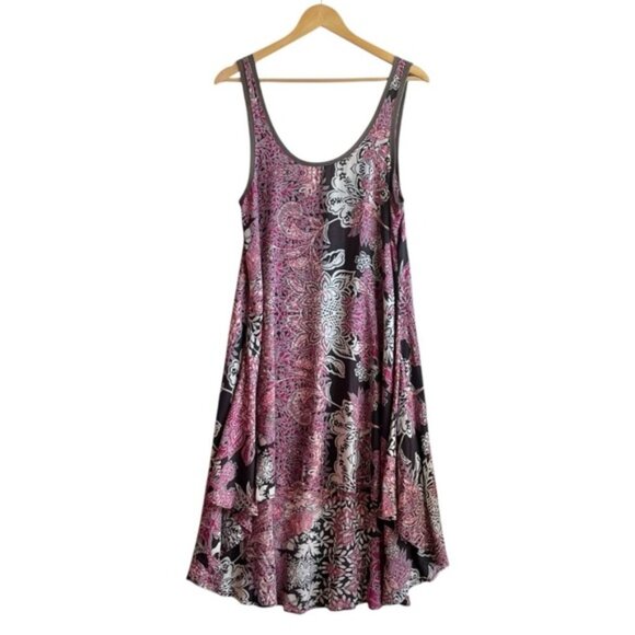Free People Boho Swing Dress Black Pink Floral Size Small - Picture 2 of 10